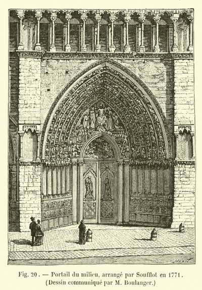 Middenportaal, gerangschikt door Soufflot in 1771, Tekening verstrekt door M. Boulanger door French School