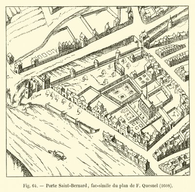 Porte Saint-Bernard, facsimile van het plan van F Quesnel, 1608 door French School