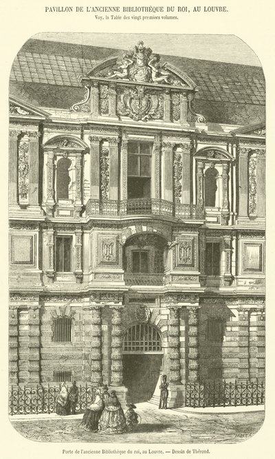 Poort van de oude Koninklijke Bibliotheek, in het Louvre door French School