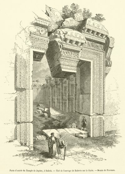 Ingang van de Tempel van Jupiter, in Balbek door French School