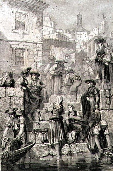 Porto Vissers in de jaren 1860 (gravure) door French School