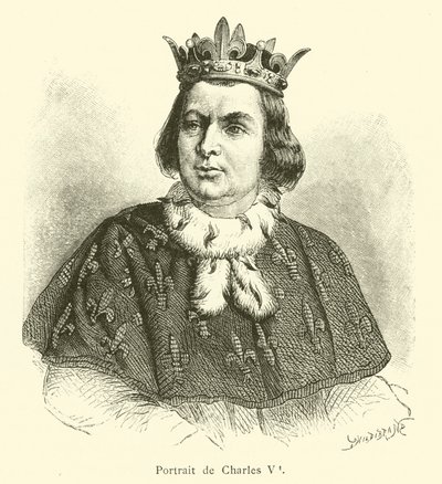 Portret van Karel V (gravure) door French School