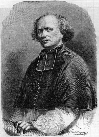 Portret van Abbe Gaspard Deguerry (1797-1871), parochie van de Madeleine in Parijs. Gravure in 