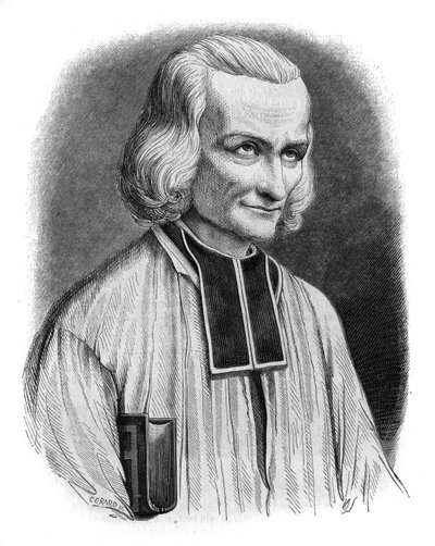 Portret van Abbe Jean Marie Vianney, bekend als de Pastoor van Ars (1786-1859). Heilig verklaard als Sint Jean-Marie Vianney in 1925. Gravure door Cabuchet door French School