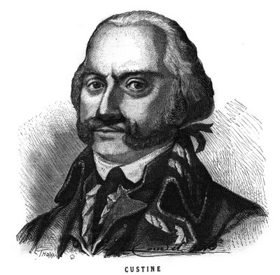 Portret van Adam Philippe de Custine (1740-1793) Franse generaal. Gravure in 