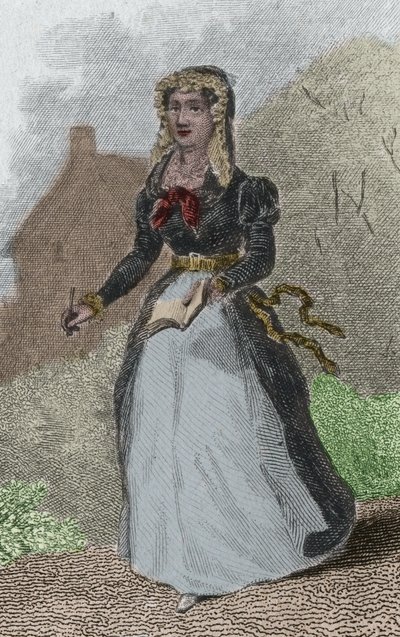 Portret van Adelaide-Gillette Dufrenoy, Franse dichteres. Gravure uit 1876 door French School