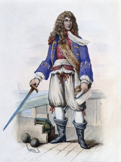 Portret van Admiraal Anne Hilarion de Costentin (Cotentin), Graaf van Tourville (1642-1701) - in "Le Plutarque francais", door Mennechet, Parijs door French School