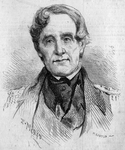 Portret van admiraal Edmund Lyons (1790-1858), commandant van de Britse marine tijdens de Krimoorlog (1853-1856). Gravure door Morin in 