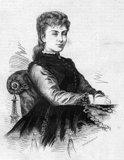 Portret van Aimee Desclee (circa 1837-1874), Franse comédienne. Gravure in 