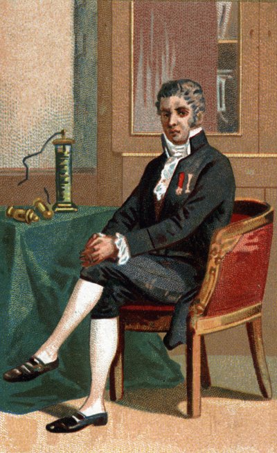 Portret van Alessandro (Alexandre) Volta (1745-1827) Italiaanse natuurkundige. door French School