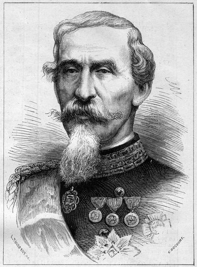 Portret van Alfonso Ferrero de La Marmora (Lamarmora) (1804 - 1878) generaal en Italiaans politicus. Gravure in 