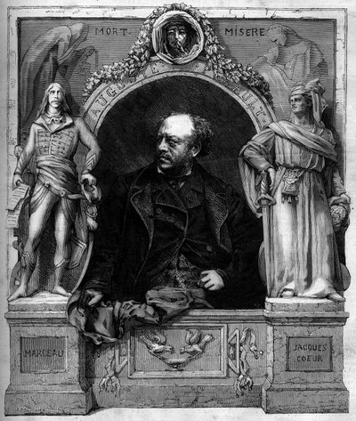 Portret van Antoine Augustin Préault (1809-1879), Franse beeldhouwer. Gravure in 