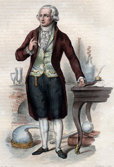 Portret van Antoine Laurent de Lavoisier (1743-1794), Franse chemicus. door French School