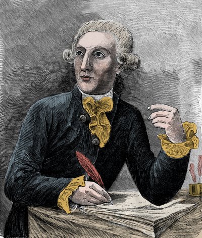 Portret van Antoine Laurent de Lavoisier (1743-1794), Franse chemicus - Portret van Antoine Laurent de Lavoisier (1743-1794), Franse chemicus - Gravure in 