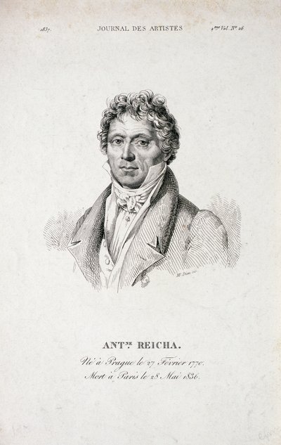 Portret van Antoine Reicha (1770-1836) uit de Journal des Artistes door French School