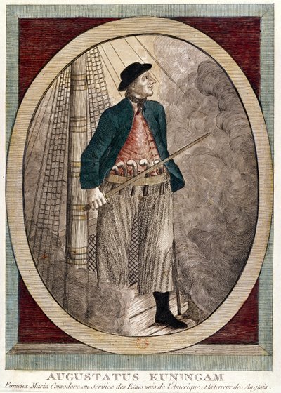 Portret van Augustatus Kuningam, een Amerikaanse piraat actief tijdens de Onafhankelijkheidsoorlog, c.1780 door French School