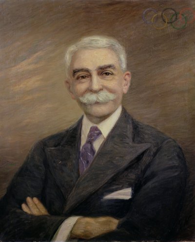 Portret van Baron Pierre de Coubertin (1863-1937) door French School