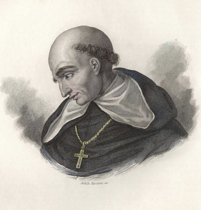 Portret van Bartolome de Las Casas (1472-1566), Spaanse Dominicaanse broeder en bisschop van Chiapas. in “Portretten van Nuttige Mannen” door French School