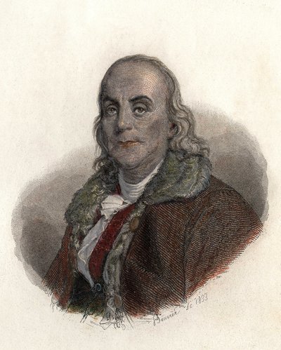 Portret van Benjamin Franklin (1706-1790), Amerikaanse natuurkundige, filosoof en politicus door French School