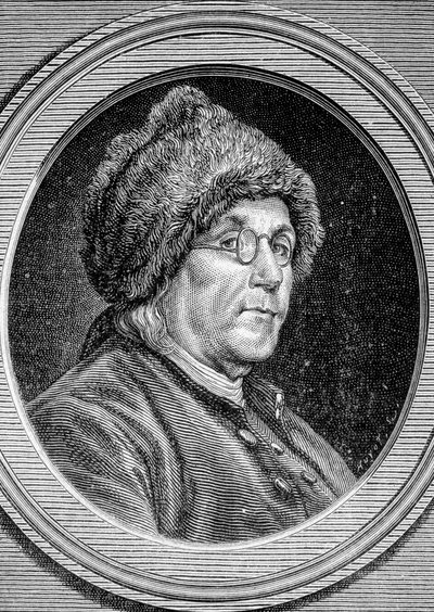 Portret van Benjamin Franklin (1706 - 1790), politicus, memoralist, pamflettist en Amerikaanse natuurkundige - in 