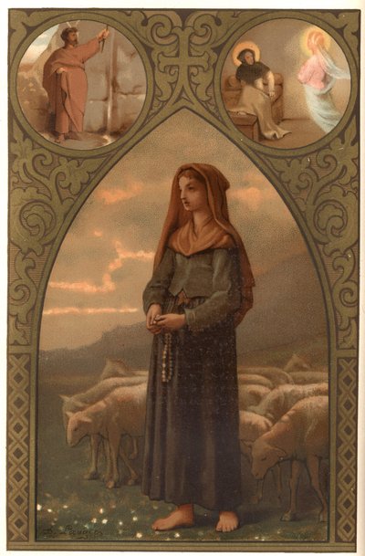 Portret van Bernadette Soubirous (1844-1879), herderin in Lourdes, Hautes Pyrenees (65) door French School