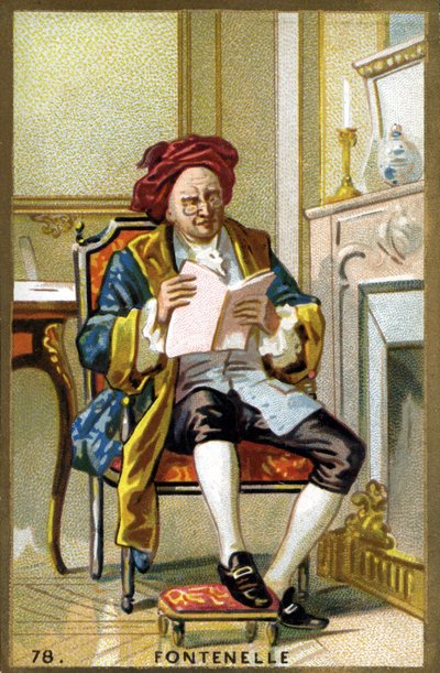 Portret van Bernard Le Bouyer (Le Bovier) de Fontenelle (1657-1757). Chromolithografie van het einde van de 19e eeuw. door French School