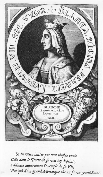 Portret van Blanche de Castille (1185-1252), 1643 door French School