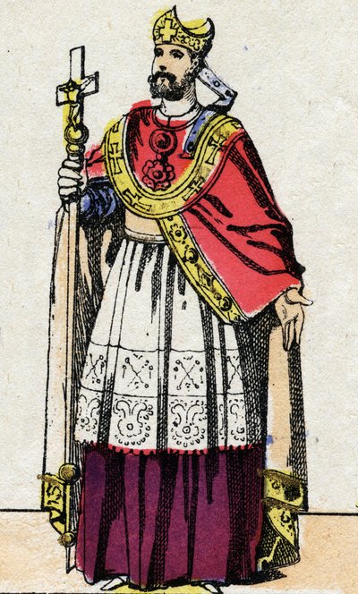 Portret van Bonifatius (ca. 675-754), aartsbisschop van Mainz die Duitsland evangeliseerde en de Frankische geestelijkheid reorganiseerde door French School