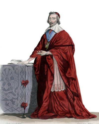 Portret van Kardinaal Richelieu (Armand Jean du Plessis) (1585-1642), Franse geestelijke, edelman en staatsman door French School