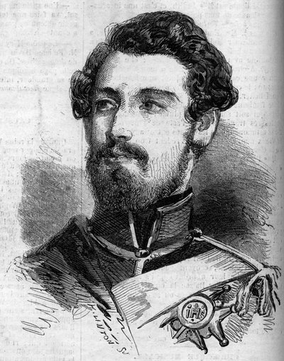 Portret van Charles (Carl) XV (1826-1872), koning van Zweden en Noorwegen. Gravure in Le Monde Illustré nr. 119 van 23 juli 1859. door French School