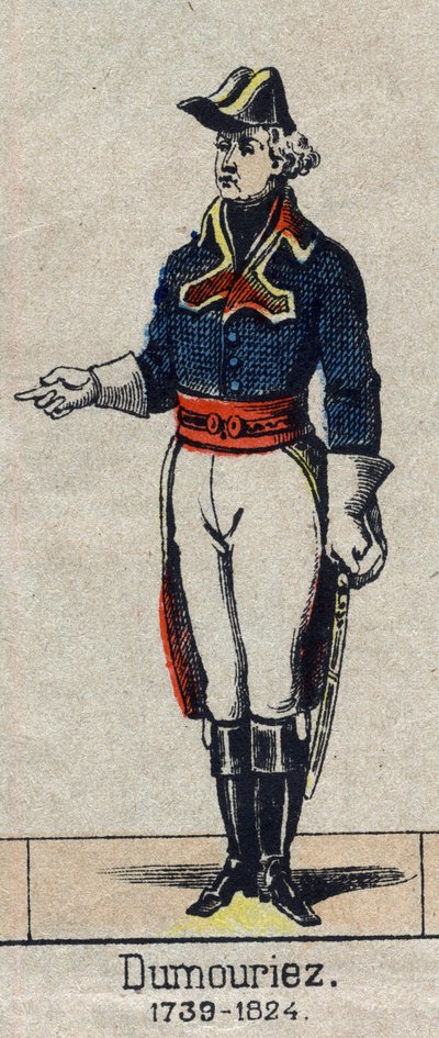 Portret van Charles Francois Dumouriez, opperbevelhebber van het noordelijke leger in 1792 (1739-1823). Beeld van Epinal uit het einde van de 19e eeuw door French School