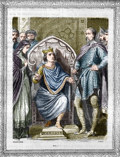 Portret van Karel III genaamd de Eenvoudige (879-929). Gravure in 
