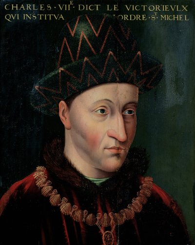 Portret van Karel VII (1403-61) door French School