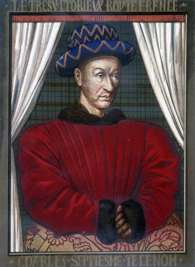 Portret van Karel VII (1403 - 1461), Koning van Frankrijk door French School