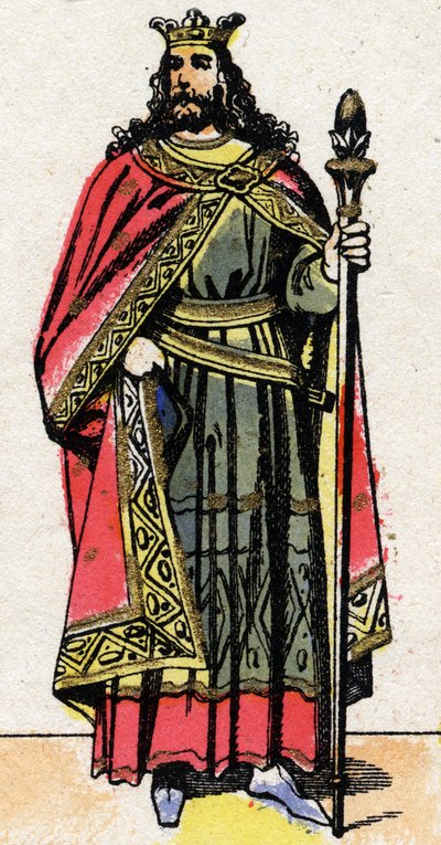 Portret van Childebert II (ca. 570 - 596), Koning van Austrasië. door French School
