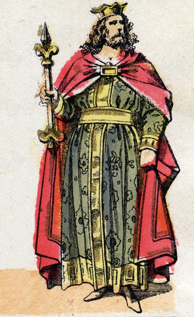 Portret van Childebert I (ca. 497 - 558), koning der Franken door French School