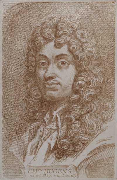 Portret van Christian Huygen (1629-95) uit Histoire des Mathematiciens door Alexandre Saverien, midden 18e eeuw door French School