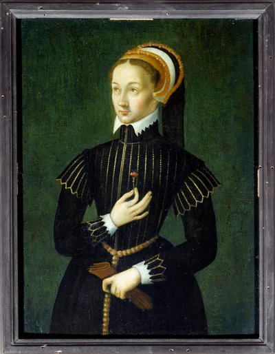 Portret van Claude de France (1499-1524) Koningin van Frankrijk en vrouw van Francois I Anoniem schilderij uit de 16e eeuw. Zon 0,28x0,21 m Chantilly, musee Conde door French School