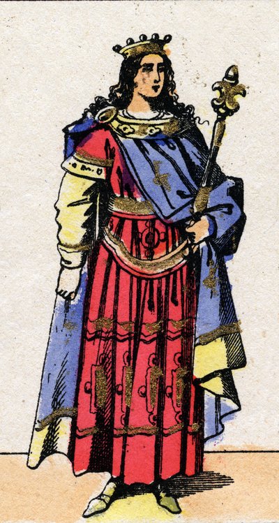 Portret van Clovis III, koning van de Franken. door French School