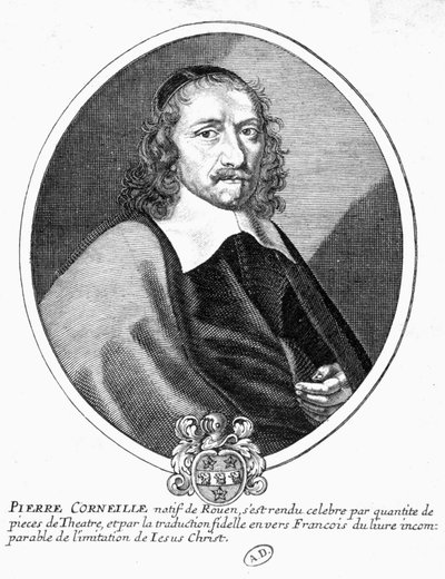 Portret van Corneille. 19e-eeuwse gravure. door French School