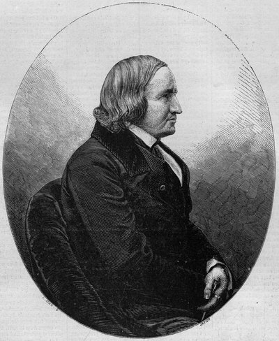 Portret van graaf Alfred de Vigny (1797-1863), Franse schrijver en dichter. Gravure in "Le Monde Illustré" n°36 van 19 december 1857. door French School