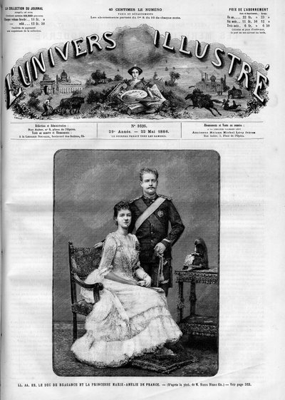 Portret van hertog Charles Ferdinand van Bragance (1863-1908) en prinses van Frankrijk Marie Amelie d