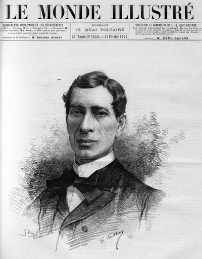 Portret van Edouard Herve (1835-1899) lid van de Franse academie, gekozen in 1886. Hij was een vurig verdediger van de goedkope pers toegankelijk voor iedereen, in 
