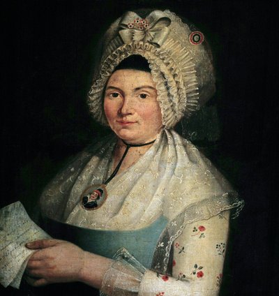 Portret van Eleonore Duplay, verloofd met Maximilien Robespierre, in Picarde portret van Leonore Duplay genaamd Cornelie (1768-1832). Schilderij van de Franse School van de 18e eeuw door French School