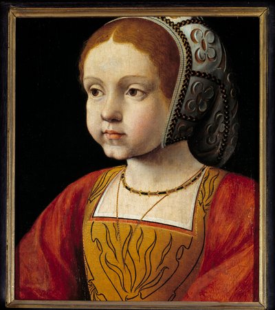 Portret van Eleonore van Habsburg als kind, koningin van Portugal en daarna van Frankrijk door French School