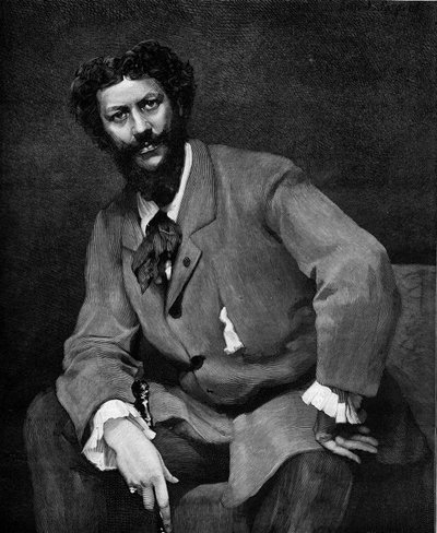 Portret van Emile Auguste Carolus Duran (Charles Duran of Carolus-Duran) (1837-1917), Franse schilder. Gravure van Valletta in 