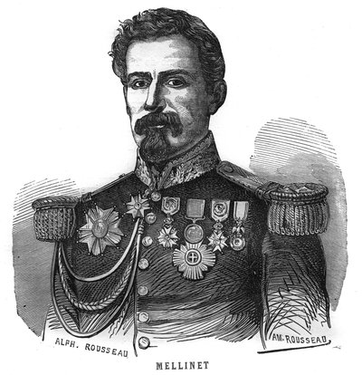 Portret van Emile Henry Mellinet (1798-1894) Franse generaal. Gravure in 