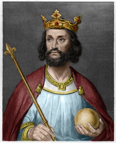 Portret van Eudes (Odon), graaf van Parijs en Troyes, later koning van Frankrijk - in Histoire des Francais door Lavallee, gravure, sd. door French School