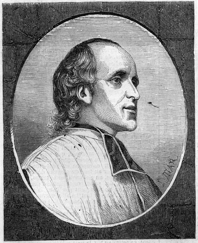 Portret van Vader Delacroix de Ravignan (1795-1858), Franse Jezuïet. Gravure in 