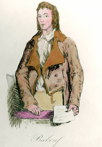 Portret van Francois Babeuf genaamd Gracchus (1760 - 1797) revolutionair. Gravure door French School